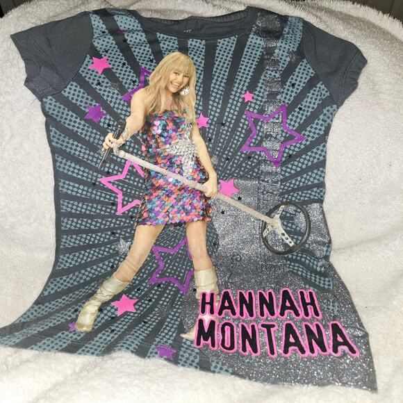 Y2K Hannah Montana Girls T-Shirt Glitter Medium - Picture 2 of 6